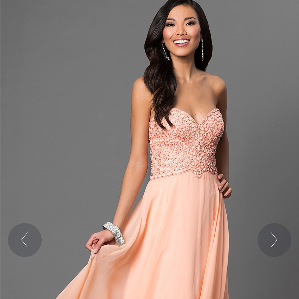 Floor Length Beaded Bodice Dress by Dave and Johnny

Style: DJ-2449